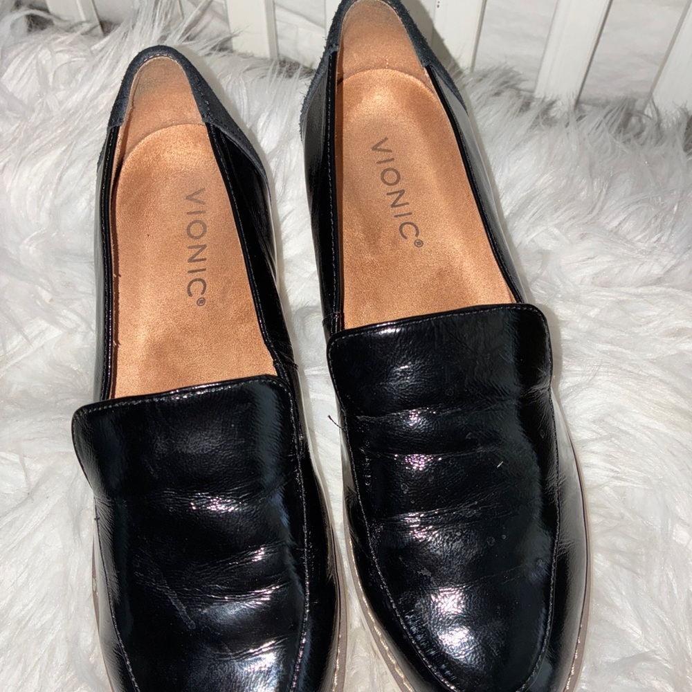 Vionic Black Patent Slip-On Loafers